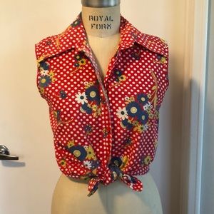 Vintage shirt sleeveless “Jami” red, blue, white